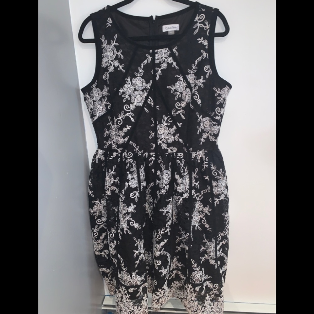Black and white lace dress